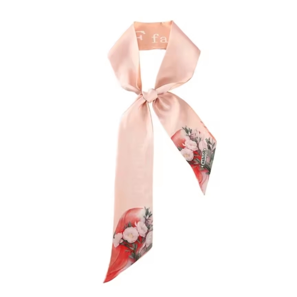 Elegant Floral Pink Silk Scarf